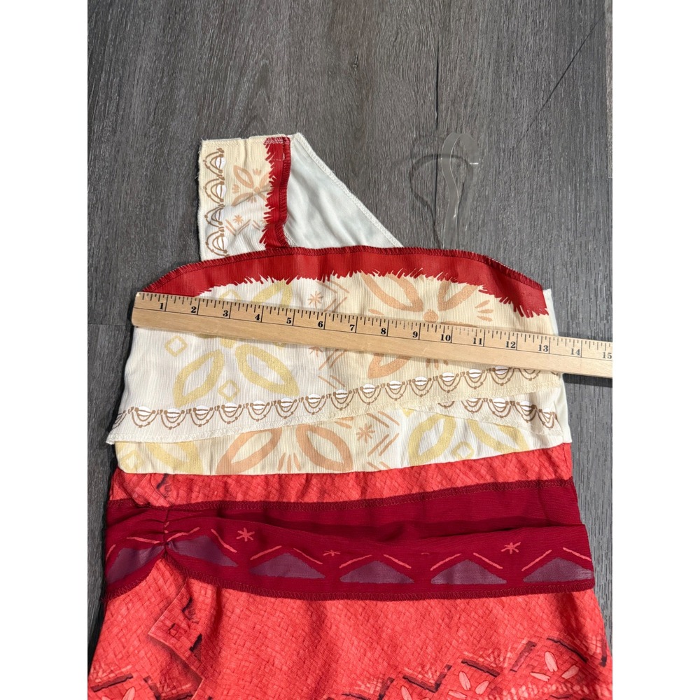 Disney Moana Girls Costume Dress Red One Shoulder Size Medium 7-8 171099K - Picture 3 of 5